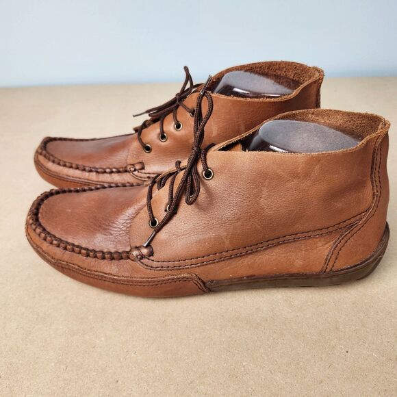J Murphy Moccasins 9M Brown Leather Lace-Up Low Top Johnston & Murphy Casual - Picture 5 of 9
